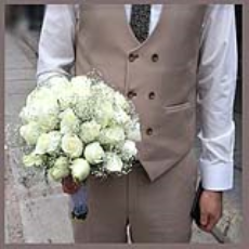 دسته گل عروس با رز سفید زیبا  - 